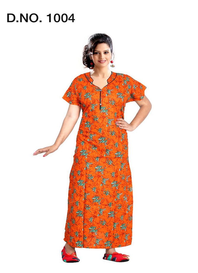 Ft 1004  Latest Collection Of Printed Pure Cotton Night Wear Gown Full Catalog